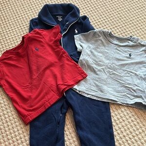 THREE Polo Ralph Lauren items - size 9 months. Cotton tees and full body onesie.